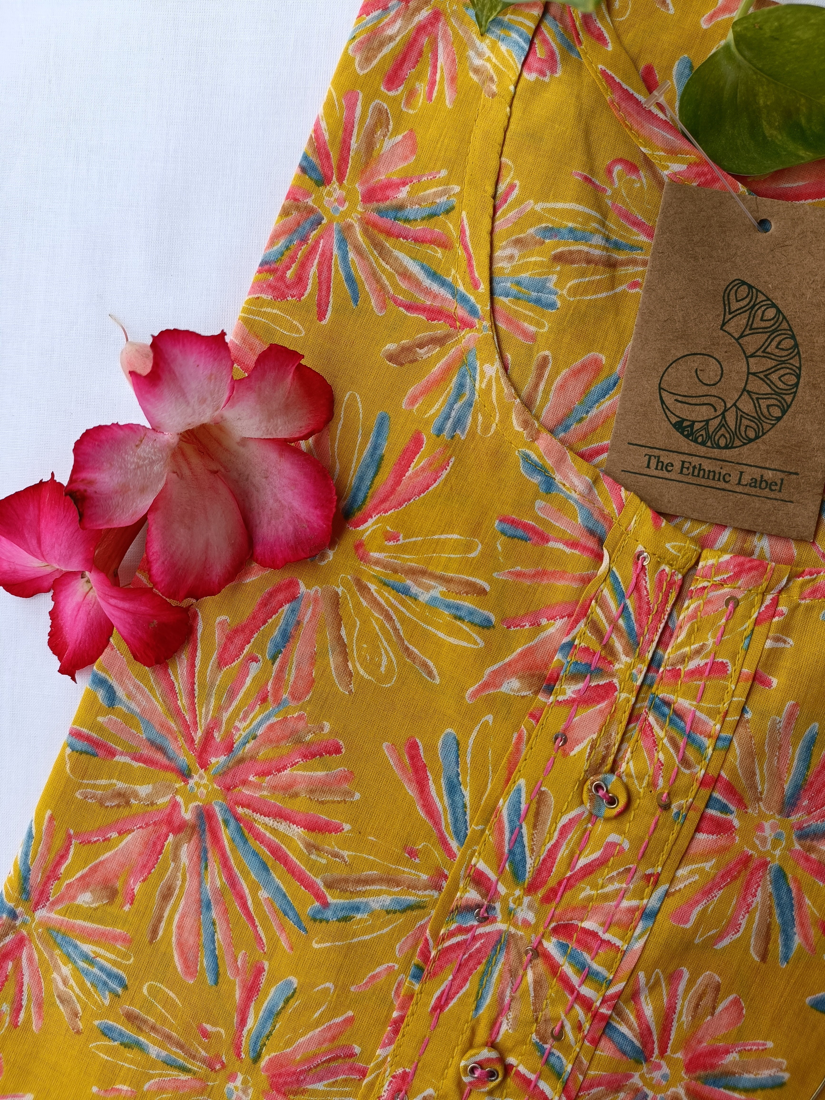 "Jashn" Mustard cotton Kurta - Image 2