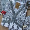White Grey Mughal Cotton Kurta Set - 3pc