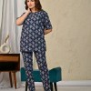 Navy Printed Night suit set with Pajama