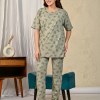 Green Printed Night suit set with Pajama