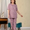 Mauve Printed Night suit set with Pajama