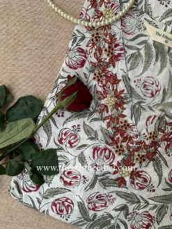 Alternative view of "Avika" Hand Embroidered Block Printed Cotton kurta